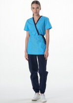 Костюм женский Симпл-001 (тк.Смесовая,120) MedLine, т.синий/голубой