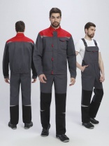 Костюм Строй-2 CH (тк.Смесовая,280) п/к, т.серый/красный/черный