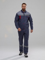 Костюм Флагман-Фаворит-1 СОП UZ (тк.Саржа,250) брюки, т.серый/св.серый