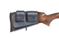 Патронташ на приклад с чехлом под зап.магазин 3-5п кал.22WMR,22LR / кожа / черный