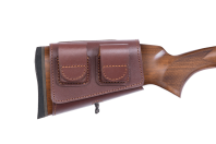 Патронташ на приклад с чехлом под зап.магазин 3-5п кал.22WMR,22LR / кожа / коричневый