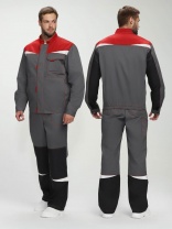 Костюм Строй-1 CH (тк.Смесовая,280) брюки, т.серый/красный/черный
