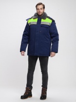 Куртка зимняя Бригада NEW (тк.Смесовая,210), т.синий/лимонный