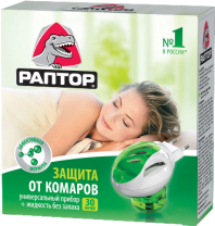 Комплект РАПТОР прибор+жидкость от комаров без запаха 30 ночей